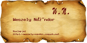 Weszely Nándor névjegykártya